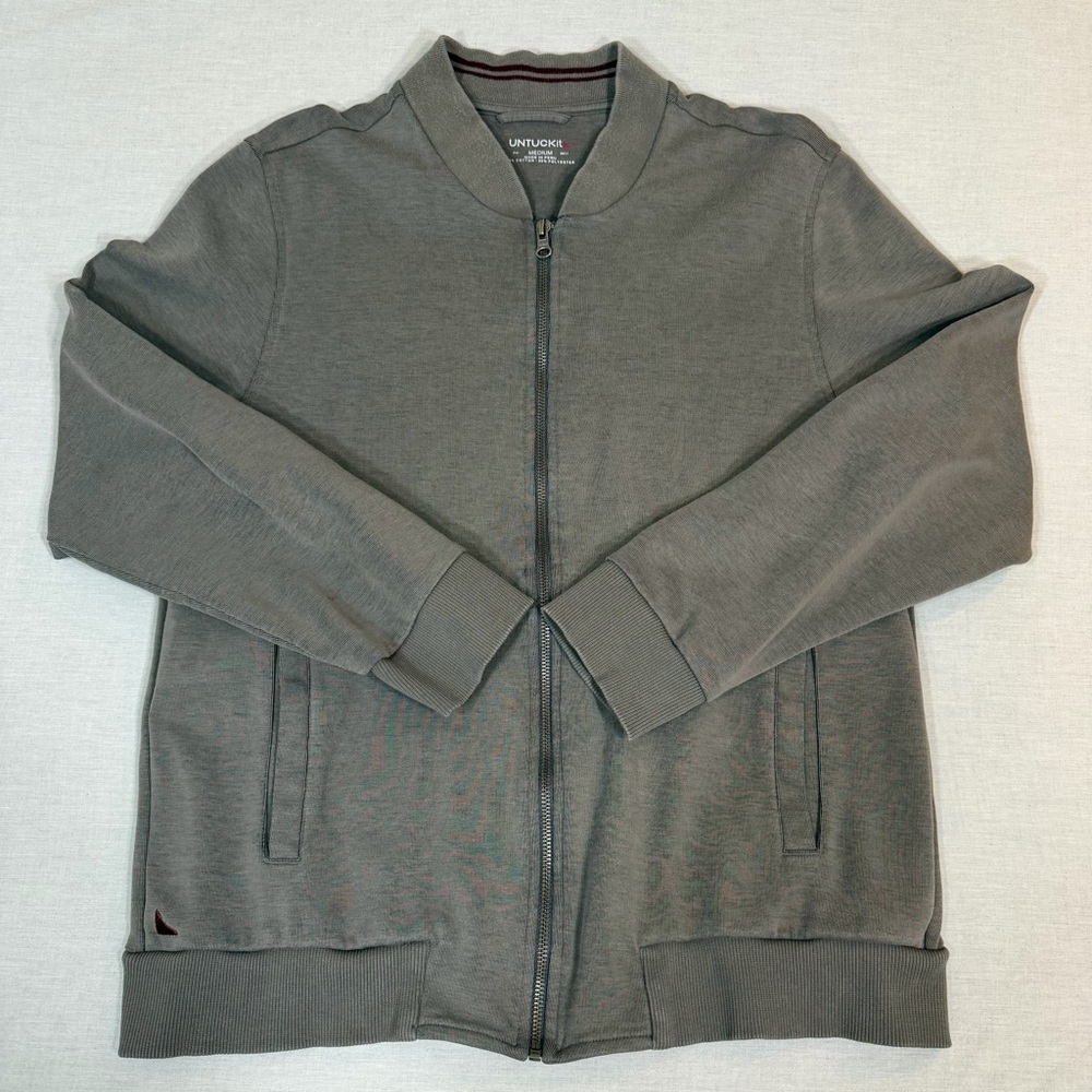 UNTUCKit Men's Gray Zip-Up Bomber Sweater